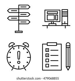 Set Of Project Management Icons On Decision Making, Deadline And Task List. Project Management Vector Icons For App, Web, Mobile And Infographics Design.