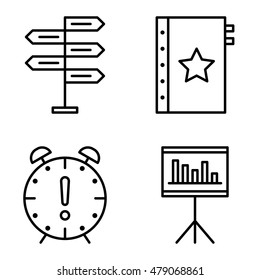 Set Of Project Management Icons On Decision Making, Deadline And Quality Management.