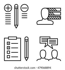 Set Of Project Management Icons On Personality, Idea Brainstorming And Best Solution. Project Management Vector Icons For App, Web, Mobile And Infographics Design.