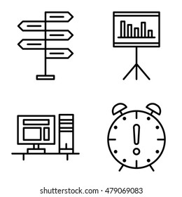 Set Of Project Management Icons On Decision Making, Deadline And Statistics. Project Management Vector Icons For App, Web, Mobile And Infographics Design.