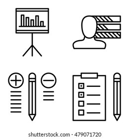 Set Of Project Management Icons On Personality, Best Solution And Task List. Project Management Vector Icons For App, Web, Mobile And Infographics Design.