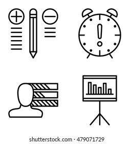 Set Of Project Management Icons On Personality, Best Solution And Deadline. Project Management Vector Icons For App, Web, Mobile And Infographics Design.
