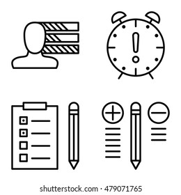 Set Of Project Management Icons On Personality, Best Solution And Deadline. Project Management Vector Icons For App, Web, Mobile And Infographics Design.