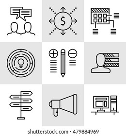 Set Of Project Management Icons On Decision Making, Personality And Team Meeting. Project Management Vector Icons For App, Web, Mobile And Infographics Design.