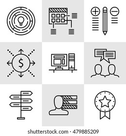 Set Of Project Management Icons On Decision Making, Personality And Team Meeting. Project Management Vector Icons For App, Web, Mobile And Infographics Design.