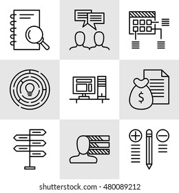 Set Of Project Management Icons On Decision Making, Personality And Team Meeting. Project Management Vector Icons For App, Web, Mobile And Infographics Design.