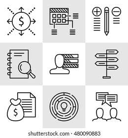 Set Of Project Management Icons On Decision Making, Personality And Team Meeting. Project Management Vector Icons For App, Web, Mobile And Infographics Design.