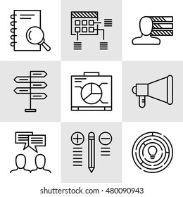 Set Of Project Management Icons On Decision Making, Personality And Team Meeting. Project Management Vector Icons For App, Web, Mobile And Infographics Design.