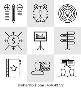 Set Of Project Management Icons On Decision Making, Personality And Team Meeting. Project Management Vector Icons For App, Web, Mobile And Infographics Design.