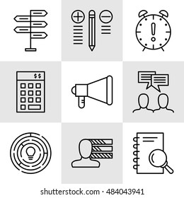 Set Of Project Management Icons On Decision Making, Personality And Team Meeting. Project Management Vector Icons For App, Web, Mobile And Infographics Design.