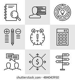 Set Of Project Management Icons On Decision Making, Personality And Team Meeting. Project Management Vector Icons For App, Web, Mobile And Infographics Design.