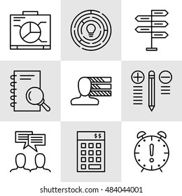 Set Of Project Management Icons On Decision Making, Personality And Team Meeting. Project Management Vector Icons For App, Web, Mobile And Infographics Design.