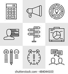 Set Of Project Management Icons On Decision Making, Personality And Team Meeting. Project Management Vector Icons For App, Web, Mobile And Infographics Design.