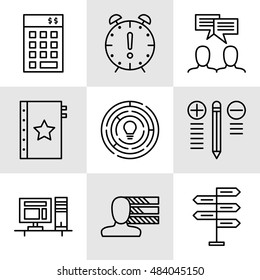 Set Of Project Management Icons On Decision Making, Personality And Team Meeting. Project Management Vector Icons For App, Web, Mobile And Infographics Design.
