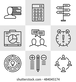 Set Of Project Management Icons On Decision Making, Personality And Team Meeting. Project Management Vector Icons For App, Web, Mobile And Infographics Design.