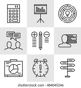 Set Of Project Management Icons On Decision Making, Personality And Team Meeting. Project Management Vector Icons For App, Web, Mobile And Infographics Design.