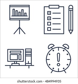 Set Of Project Management Icons On Statistics, Workspace, Task List And More. Premium Quality EPS10 Vector Illustration For Mobile, App, UI Design.