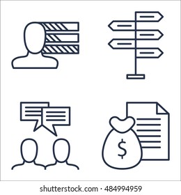 Set Of Project Management Icons On Team Meeting, Personality, Money Revenue And More. Premium Quality EPS10 Vector Illustration For Mobile, App, UI Design.
