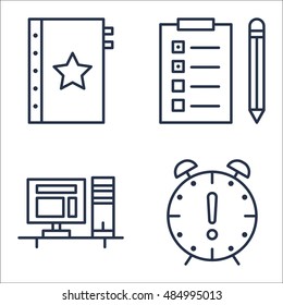 Set Of Project Management Icons On Task List, Deadline, Workspace And More. Premium Quality EPS10 Vector Illustration For Mobile, App, UI Design.