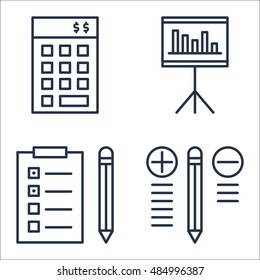 Set Of Project Management Icons On Task List, Investment, Statistics And More. Premium Quality EPS10 Vector Illustration For Mobile, App, UI Design.