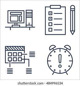 Set Of Project Management Icons On Workspace, Task List, Planning And More. Premium Quality EPS10 Vector Illustration For Mobile, App, UI Design.