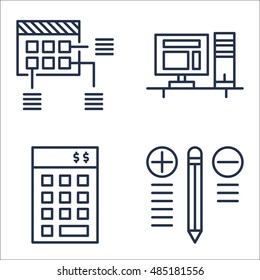 Set Of Project Management Icons On Workspace, Best Solution, Planning And More. Premium Quality EPS10 Vector Illustration For Mobile, App, UI Design.