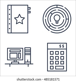 Set Of Project Management Icons On Workspace, Creativity, Quality Management And More. Premium Quality EPS10 Vector Illustration For Mobile, App, UI Design.