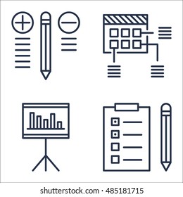 Set Of Project Management Icons On Best Solution, Task List, Planning And More. Premium Quality EPS10 Vector Illustration For Mobile, App, UI Design.