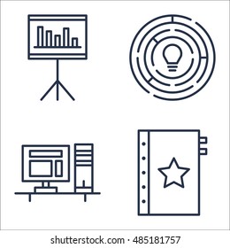 Set Of Project Management Icons On Quality Management, Statistics, Workspace And More. Premium Quality EPS10 Vector Illustration For Mobile, App, UI Design.