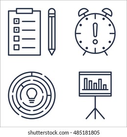 Set Of Project Management Icons On Statistics, Task List, Creativity And More. Premium Quality EPS10 Vector Illustration For Mobile, App, UI Design.