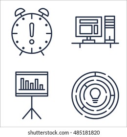 Set Of Project Management Icons On Statistics, Deadline, Workspace And More. Premium Quality EPS10 Vector Illustration For Mobile, App, UI Design.