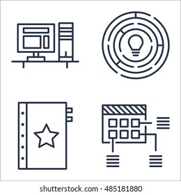 Set Of Project Management Icons On Quality Management, Creativity, Workspace And More. Premium Quality EPS10 Vector Illustration For Mobile, App, UI Design.