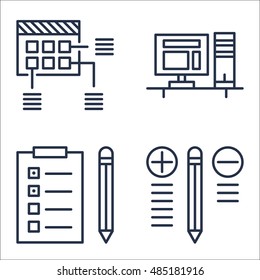 Set Of Project Management Icons On Task List, Best Solution, Workspace And More. Premium Quality EPS10 Vector Illustration For Mobile, App, UI Design.