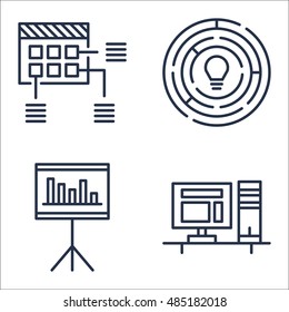 Set Of Project Management Icons On Creativity, Workspace, Planning And More. Premium Quality EPS10 Vector Illustration For Mobile, App, UI Design.