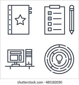 Set Of Project Management Icons On Creativity, Workspace, Quality Management And More. Premium Quality EPS10 Vector Illustration For Mobile, App, UI Design.