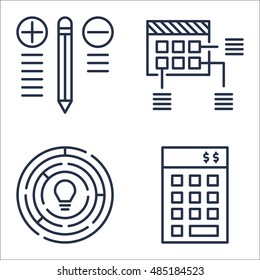 Set Of Project Management Icons On Creativity, Planning, Best Solution And More. Premium Quality EPS10 Vector Illustration For Mobile, App, UI Design.