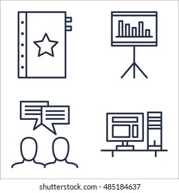 Set Of Project Management Icons On Quality Management, Team Meeting, Statistics And More. Premium Quality EPS10 Vector Illustration For Mobile, App, UI Design.