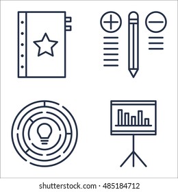 Set Of Project Management Icons On Best Solution, Creativity, Statistics And More. Premium Quality EPS10 Vector Illustration For Mobile, App, UI Design.