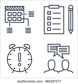 Set Of Project Management Icons On Team Meeting, Deadline, Planning And More. Premium Quality EPS10 Vector Illustration For Mobile, App, UI Design.