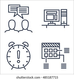 Set Of Project Management Icons On Planning, Team Meeting, Workspace And More. Premium Quality EPS10 Vector Illustration For Mobile, App, UI Design.