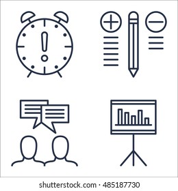 Set Of Project Management Icons On Statistics, Best Solution, Team Meeting And More. Premium Quality EPS10 Vector Illustration For Mobile, App, UI Design.