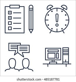 Set Of Project Management Icons On Deadline, Task List, Workspace And More. Premium Quality EPS10 Vector Illustration For Mobile, App, UI Design.