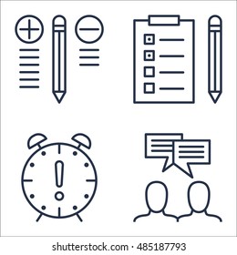 Set Of Project Management Icons On Best Solution, Team Meeting, Task List And More. Premium Quality EPS10 Vector Illustration For Mobile, App, UI Design.
