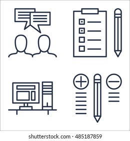 Set Of Project Management Icons On Workspace, Team Meeting, Task List And More. Premium Quality EPS10 Vector Illustration For Mobile, App, UI Design.