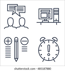 Set Of Project Management Icons On Team Meeting, Deadline, Best Solution And More. Premium Quality EPS10 Vector Illustration For Mobile, App, UI Design.