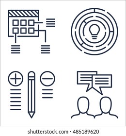 Set Of Project Management Icons On Creativity, Planning, Team Meeting And More. Premium Quality EPS10 Vector Illustration For Mobile, App, UI Design.