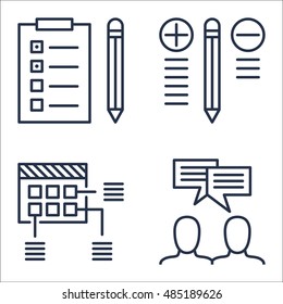 Set Of Project Management Icons On Task List, Planning, Team Meeting And More. Premium Quality EPS10 Vector Illustration For Mobile, App, UI Design.