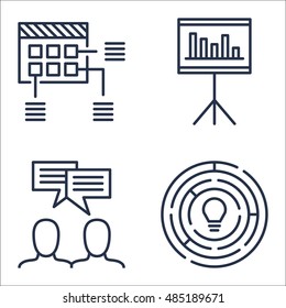 Set Of Project Management Icons On Planning, Team Meeting, Statistics And More. Premium Quality EPS10 Vector Illustration For Mobile, App, UI Design.