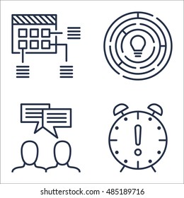 Set Of Project Management Icons On Deadline, Creativity, Team Meeting And More. Premium Quality EPS10 Vector Illustration For Mobile, App, UI Design.