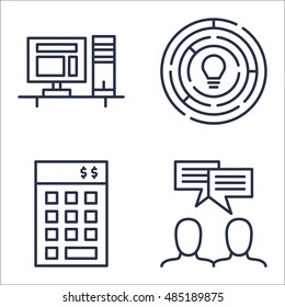 Set Of Project Management Icons On Team Meeting, Creativity, Workspace And More. Premium Quality EPS10 Vector Illustration For Mobile, App, UI Design.